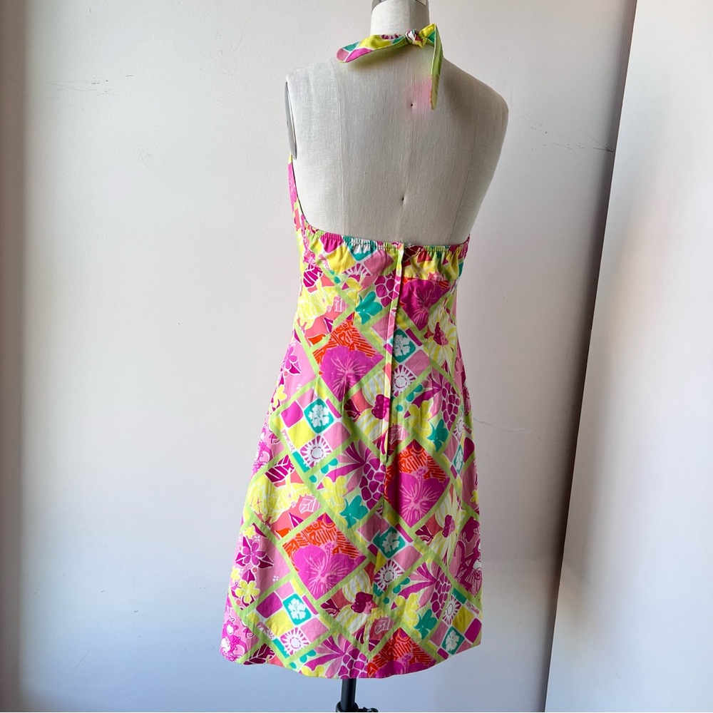 Vintage Lilly Halter Dress multi bright color size 4 - Picture 9 of 13